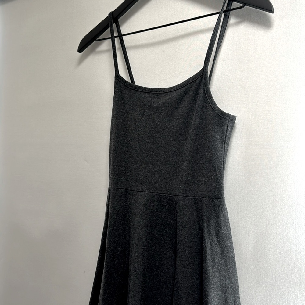 H&M Gray Cotton Stretch Mini Dress | Spaghetti Straps | Women’s XS | Gently Worn